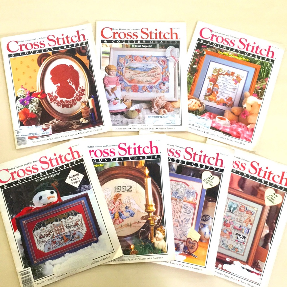 1991-93 Lot of 7 Cross Stitch & Country Crafts Magazines Vintage (Better Homes)